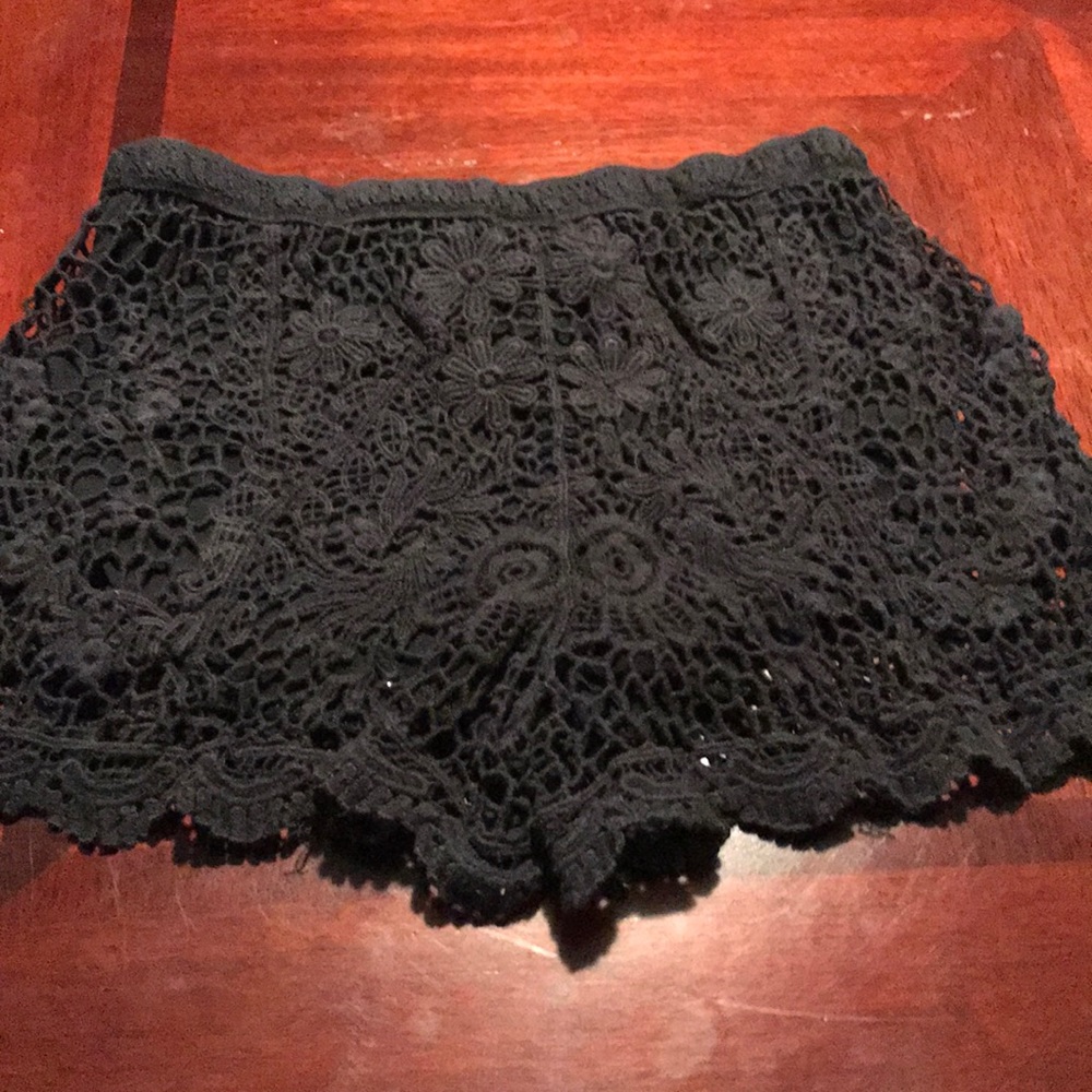 Floral Printed Black Shorts